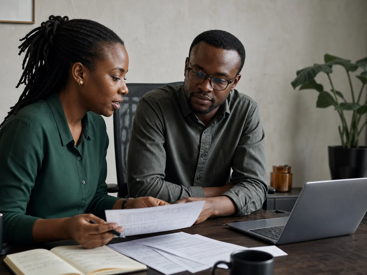 Two engineers reviewing model evaluation results together